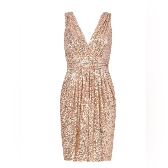 Badgley Mischka Gold Sequins Fifth Avenue Showstopper Dress Size 6 - Picture 5 of 10